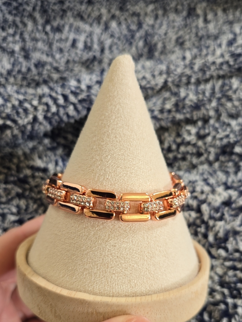 Bomb Party Rose Gold Link Bracelet with Pavé Accents